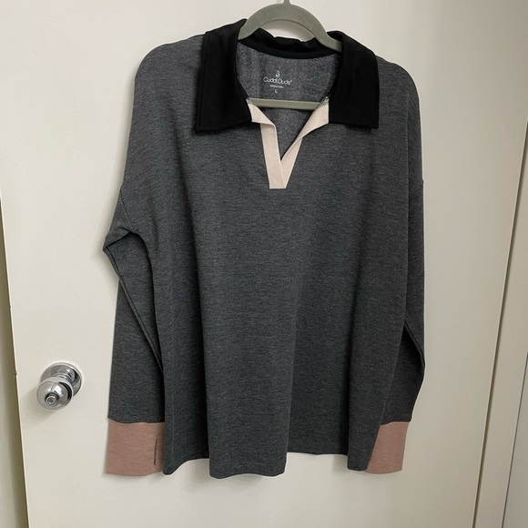 Cuddl Duds Tops - Cuddl Duds long sleeve color block polo